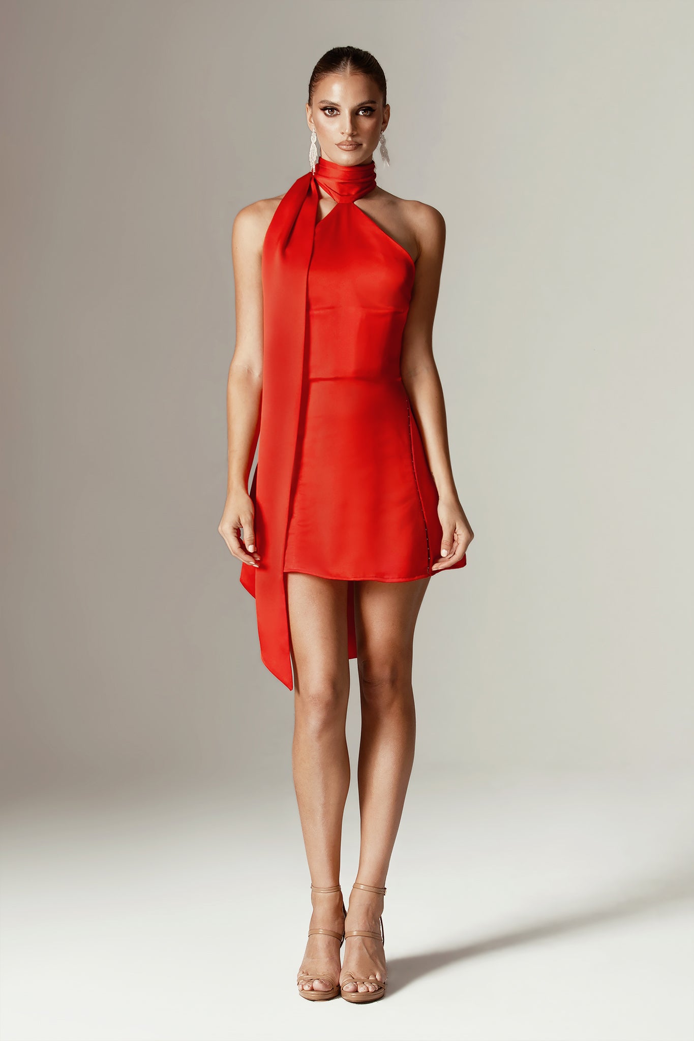 Orla Bow Corset Mini Dress (Red)