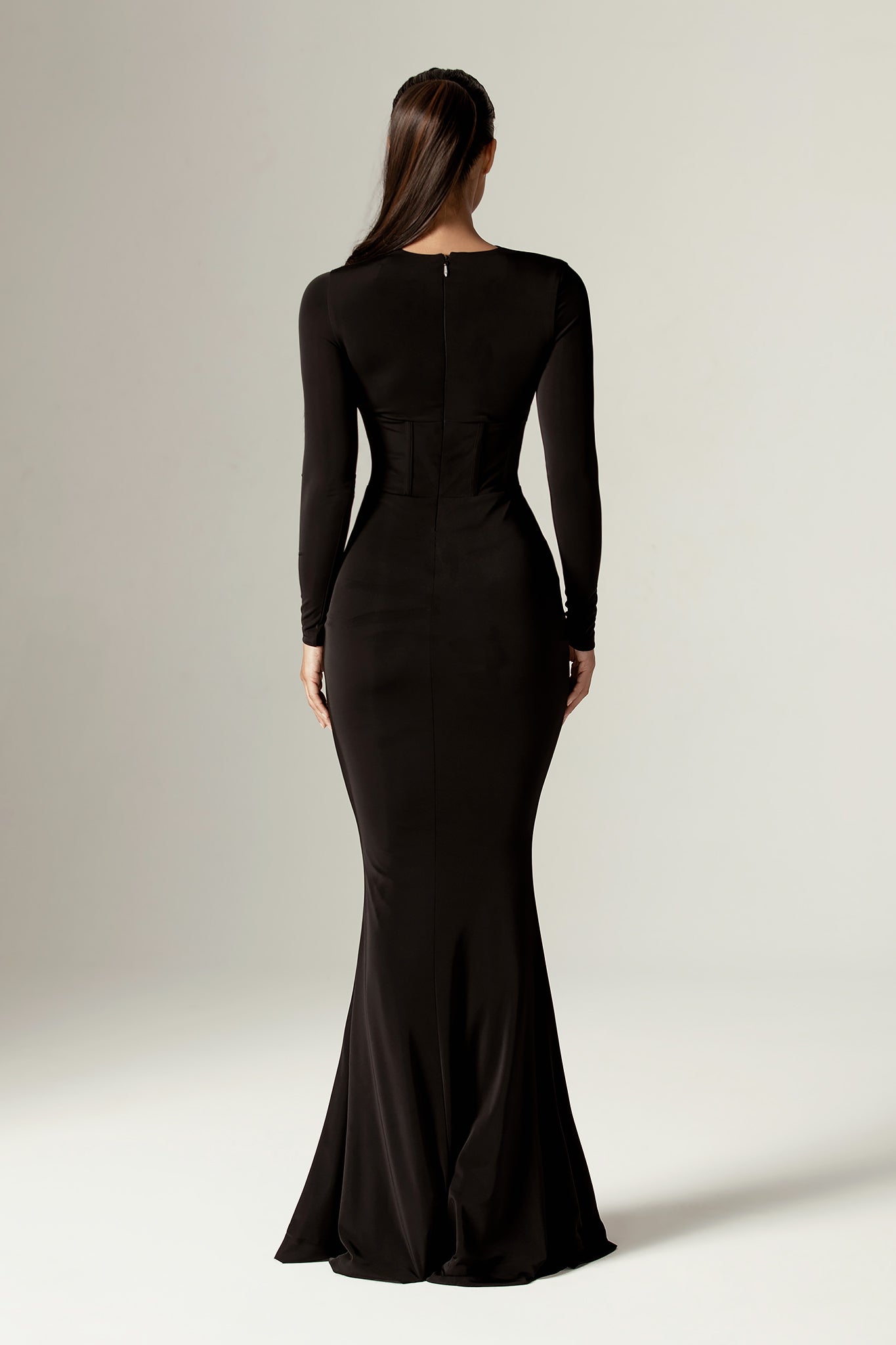 Baran Criss Cross Neckline Maxi Dress (Black)