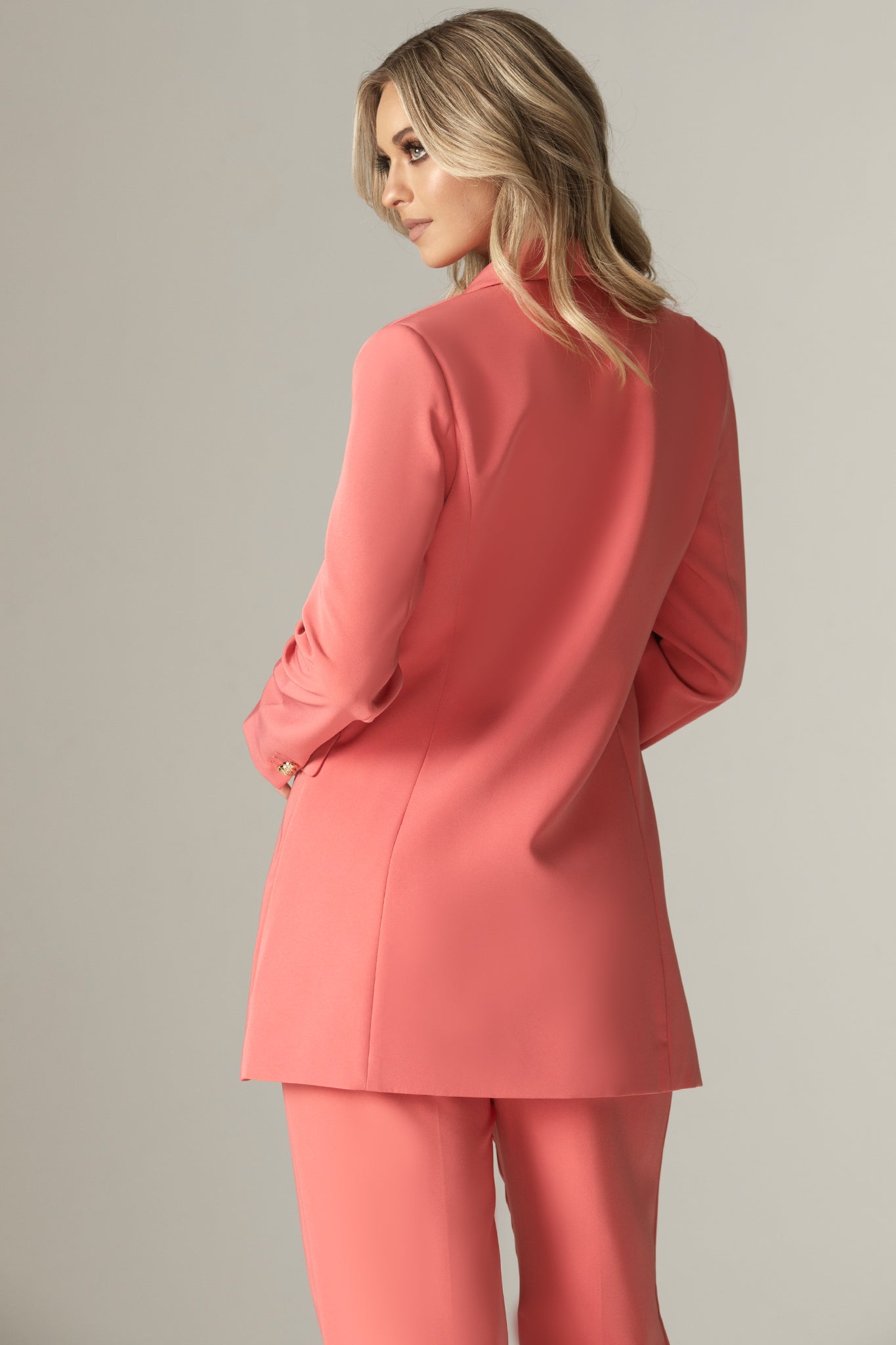 Olga Double Breasted Brass Button Blazer (Dusty Pink)