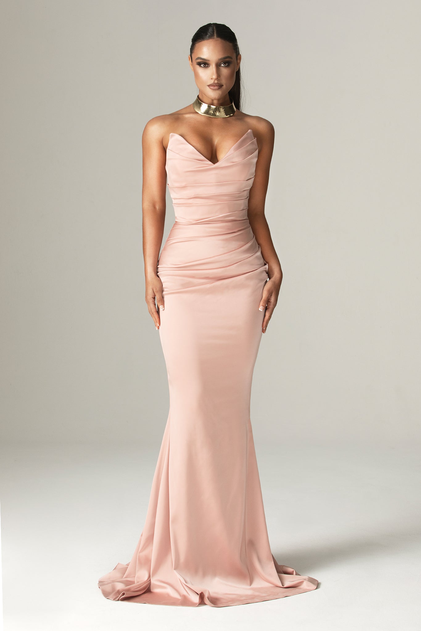 Nina Mermaid Corset Gown (Blush Pink)