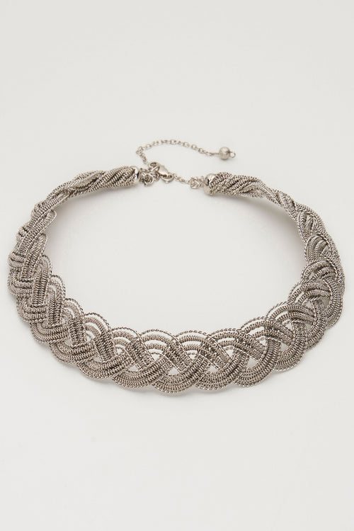 Lova Handmade Wicker Necklace (Silver)