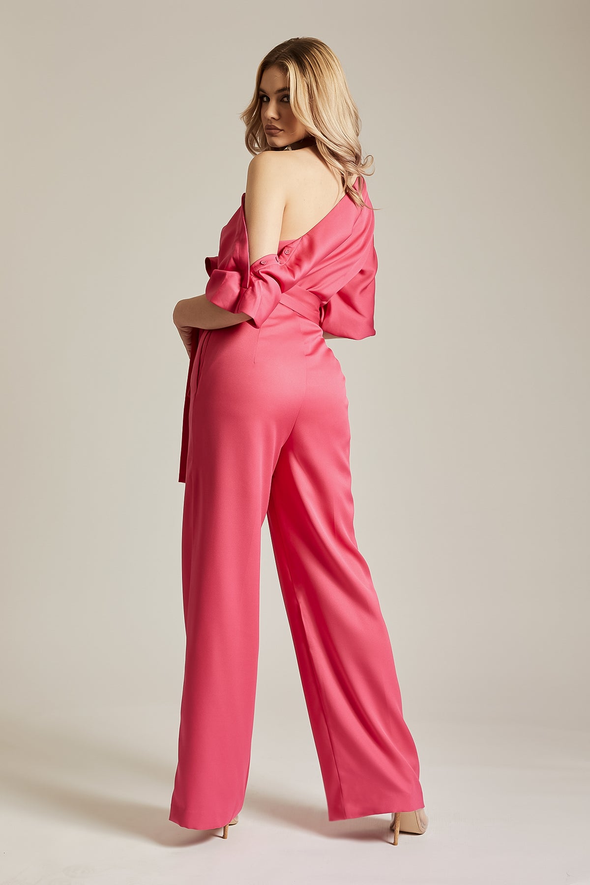 Shop Blamblack Women's Powder Pink Color Frill One Side Shoulder Jumpsuit  Online – BlamBlack