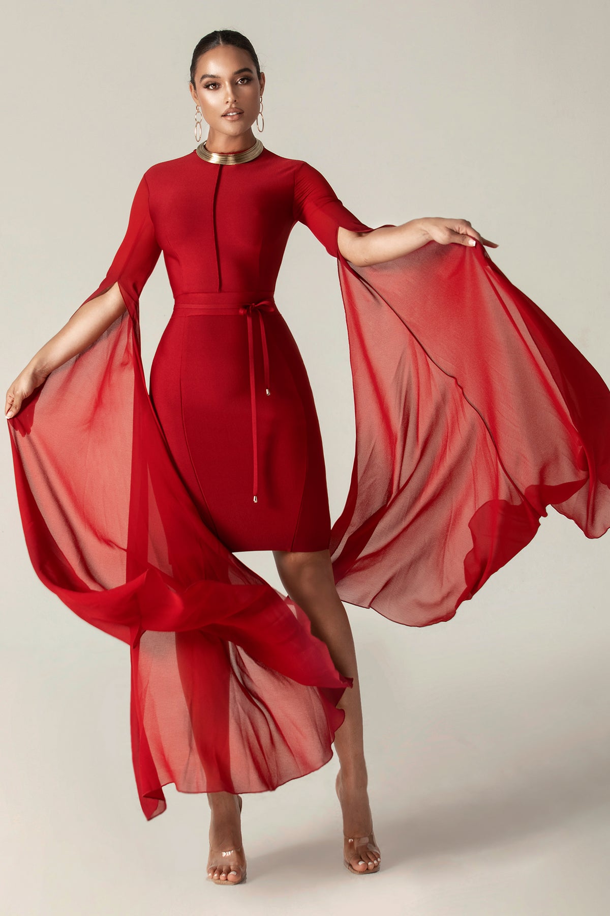 Alieva shiva women modern maroon bandage dress